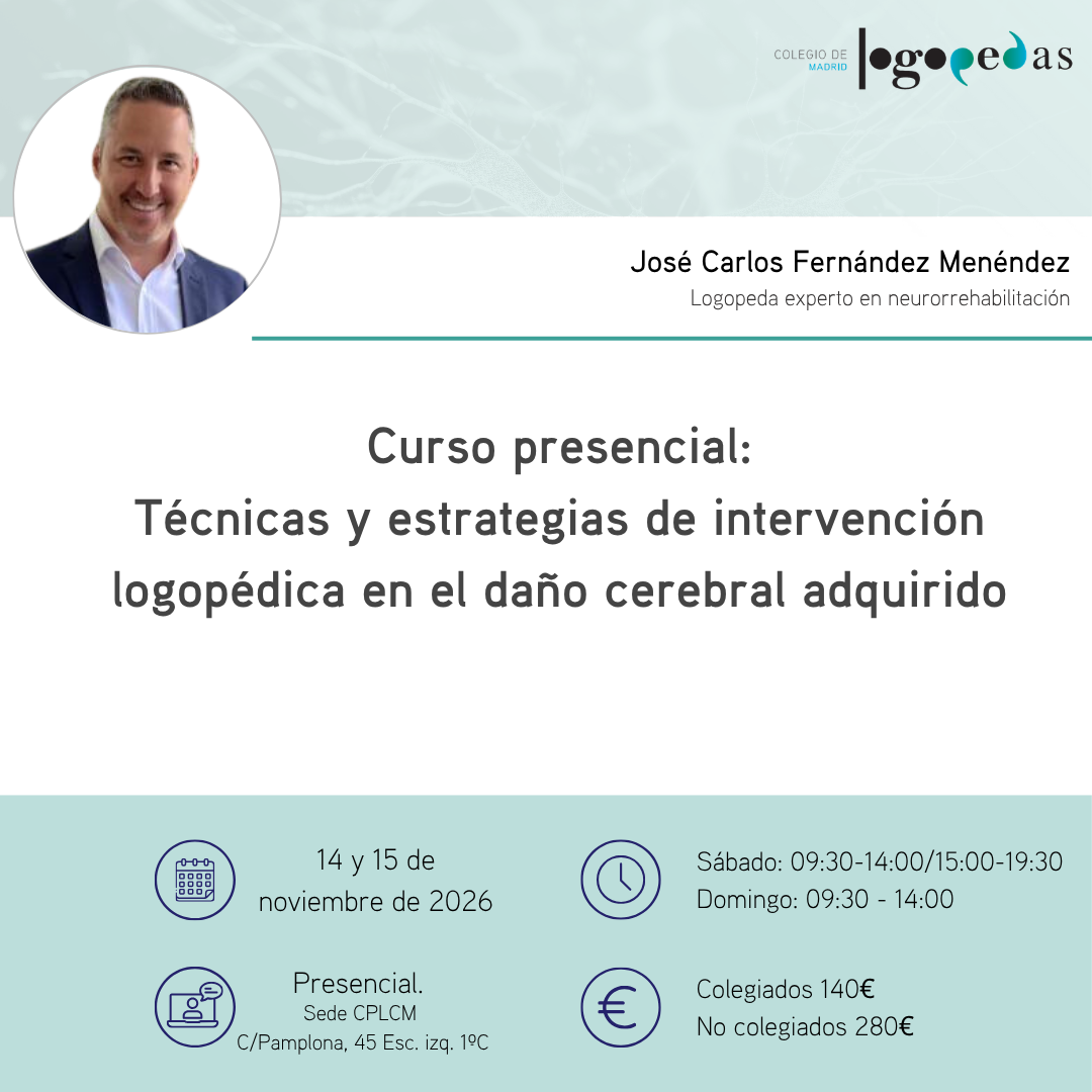 Curso presencial:  Técnicas y estrategias de intervención logopédica en el daño cerebral adquirido.